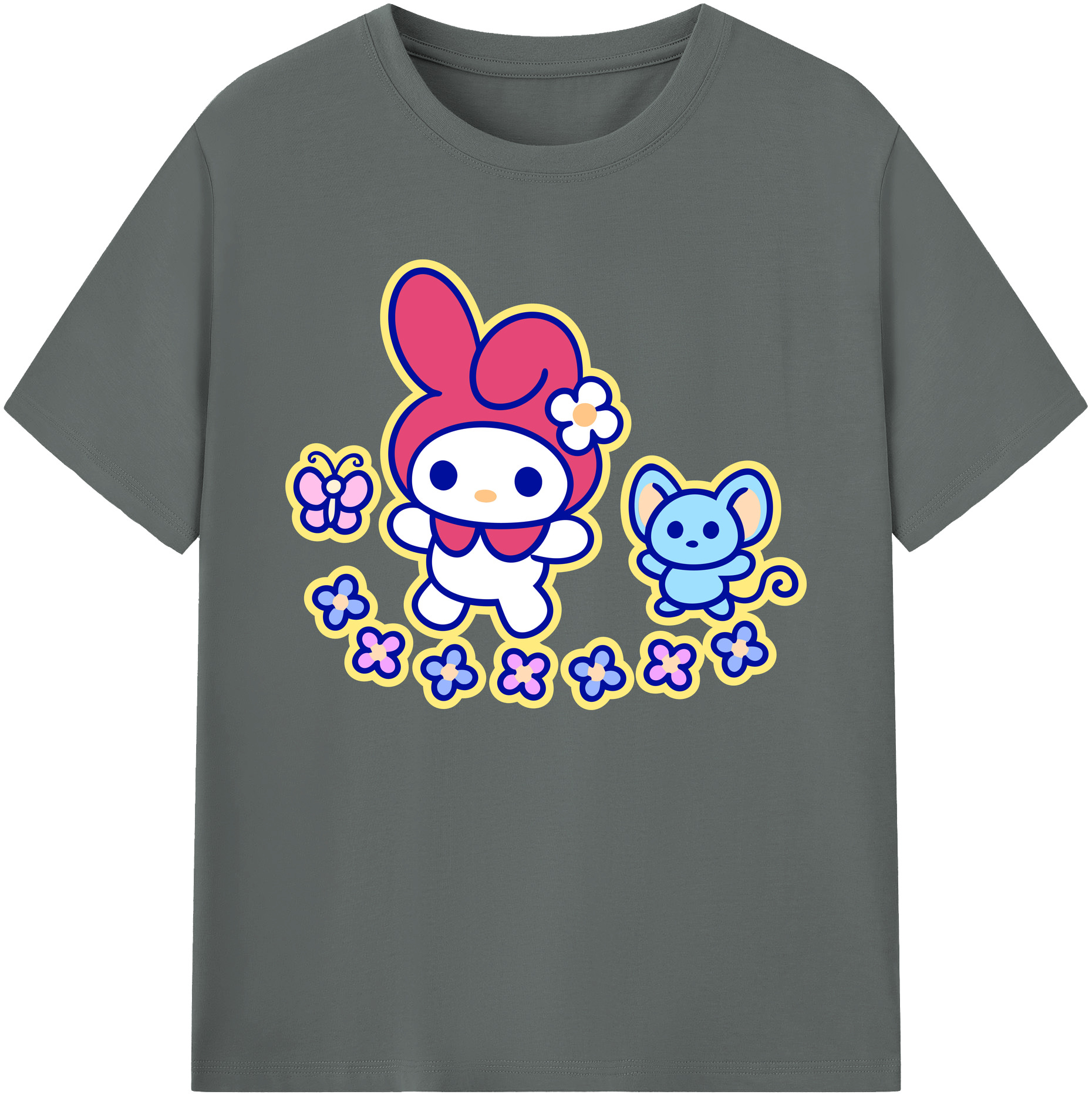 （画像用） Hello Kitty ハローキティ 綿100％ メンズ半袖Tシャツ｜肌触りやわらか＆通気性